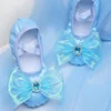 New Ballet Flats Children's Dance Shoes Soft-Soled for Girl Satin Cat Caws Free Lace-up Rabbit Stage Performance Dance Shoes 1