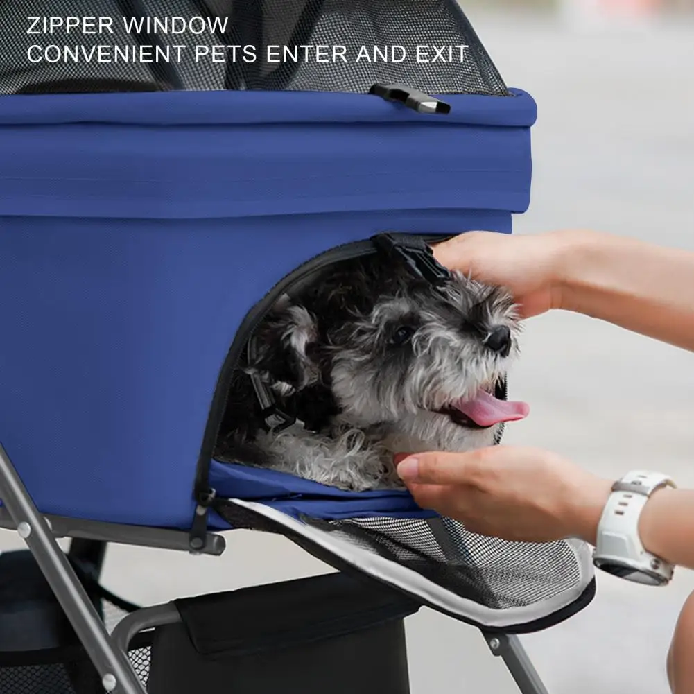 2 in 1 Stroller Dog Box Transport Foldable Cat Stroller, 360&deg; Wear-resistant Rubber Wheels, with Storage Basket