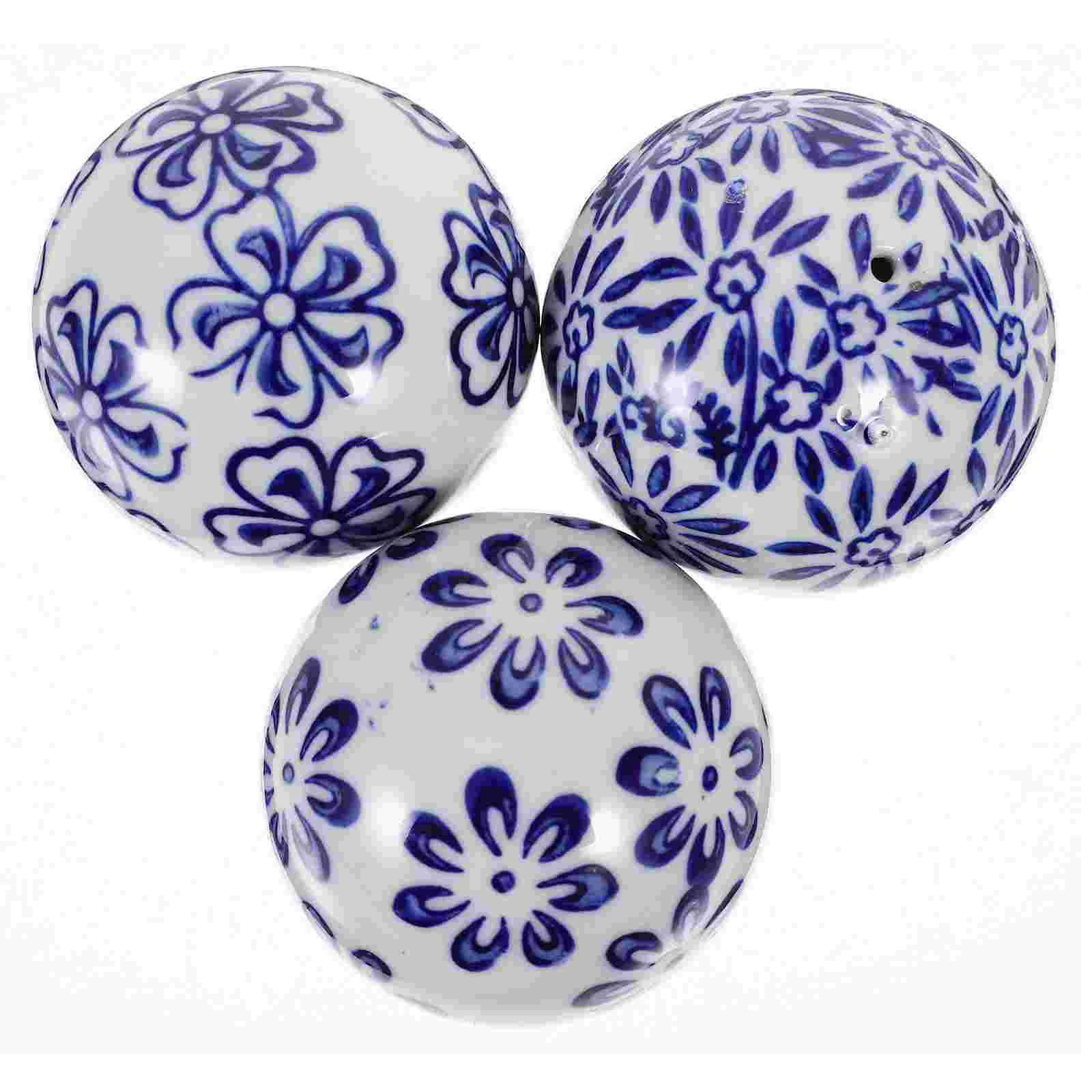 

Ceramic Decorative Ball Blue White Porcelain Floating Orbs Spheres Centerpiece Set Home Decor