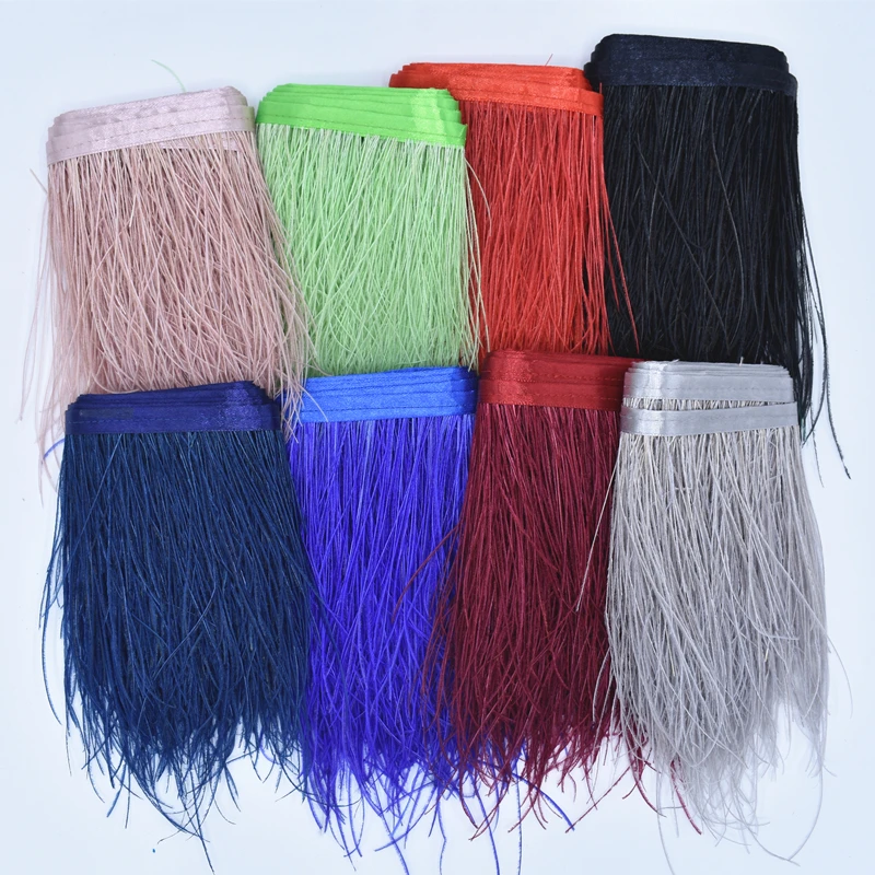 Natural Peacock Feathers Silk Flue Trim Fringe Ribbon 58" Width Hair Feathers For Crafts