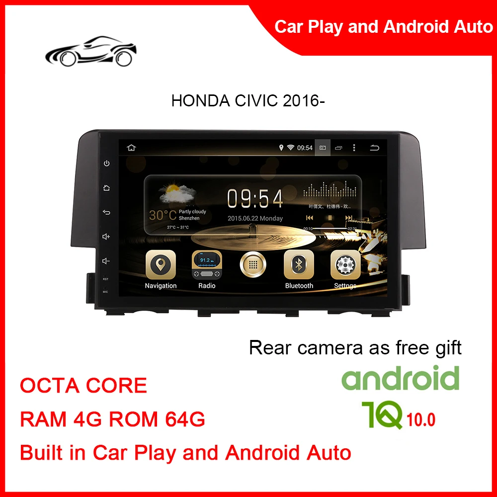 

CUSP Big Screen Android 10.0 For HONDA CIVIC 2016- 9inch RAM 4 ROM 64G Android Car Universal 9 Inch Radio Multimedia GPS Player