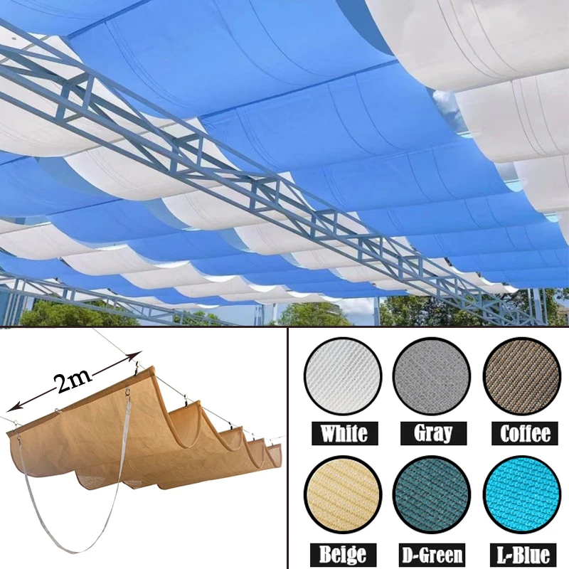 

Width 2m Telescopic Sunshade Net Outdoor Awning Courtyard Pergolas UV Resistant Shade Fabric Garden Gazebo Shade Sail Car Shed