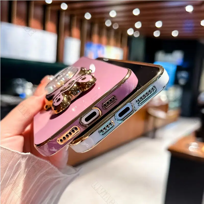Cute Rabbit Plating Phone Holder Case with Stand Cover