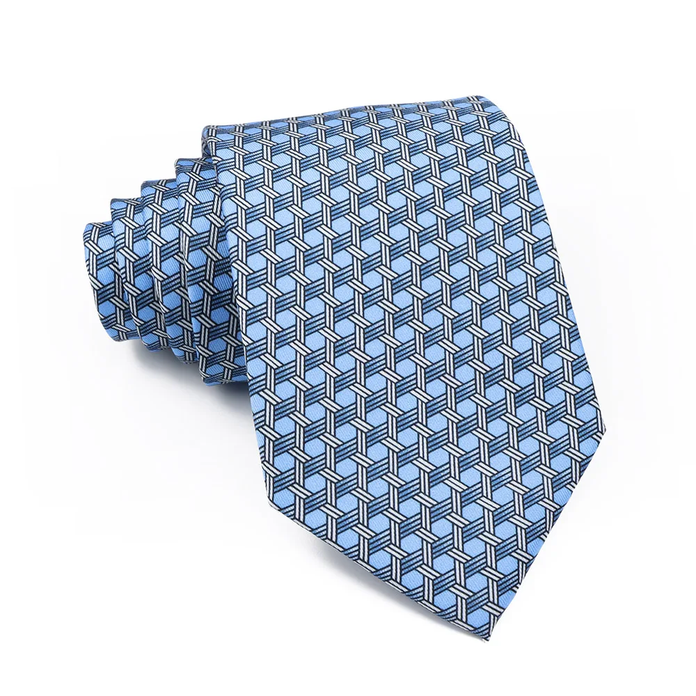 Soft Men's Imitation Silk 52 Colorful 8cm Lines Geometric Patterns Leisure Tie Business Party Gentleman Necktie Accessories Gift