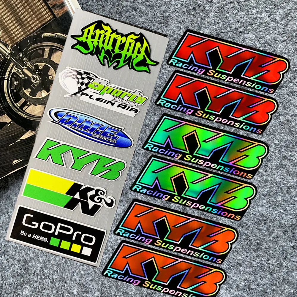 Motocross Motorcycle Stickers Laser Fork KYB Suspension Decal KN GOPRO Bike Reflective Modification Decoration