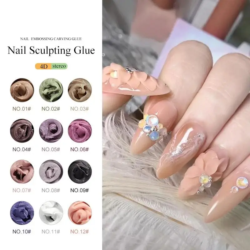 Colla per Intaglio Unghie, Colla per Modellazione Tridimensionale, Colla per Unghie Fototerapica, Argilla UV per Modellazione, Strumenti per Nail Art - immagine 2