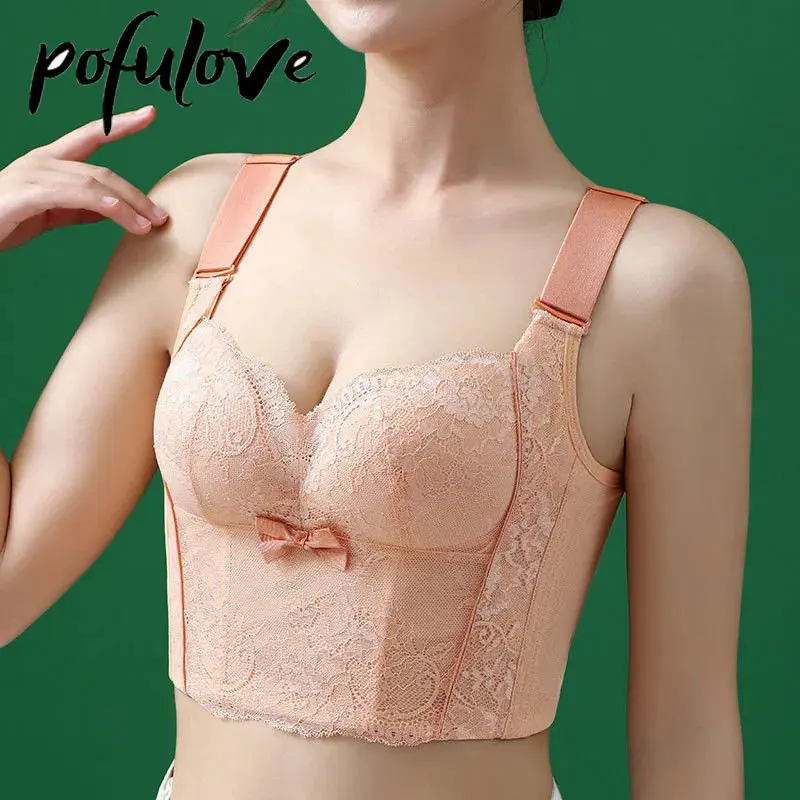 

Adjustable Bra for Women with No Steel Ring Side Folding Upper Supporting Underwear 7-breasted Drop Shipping
