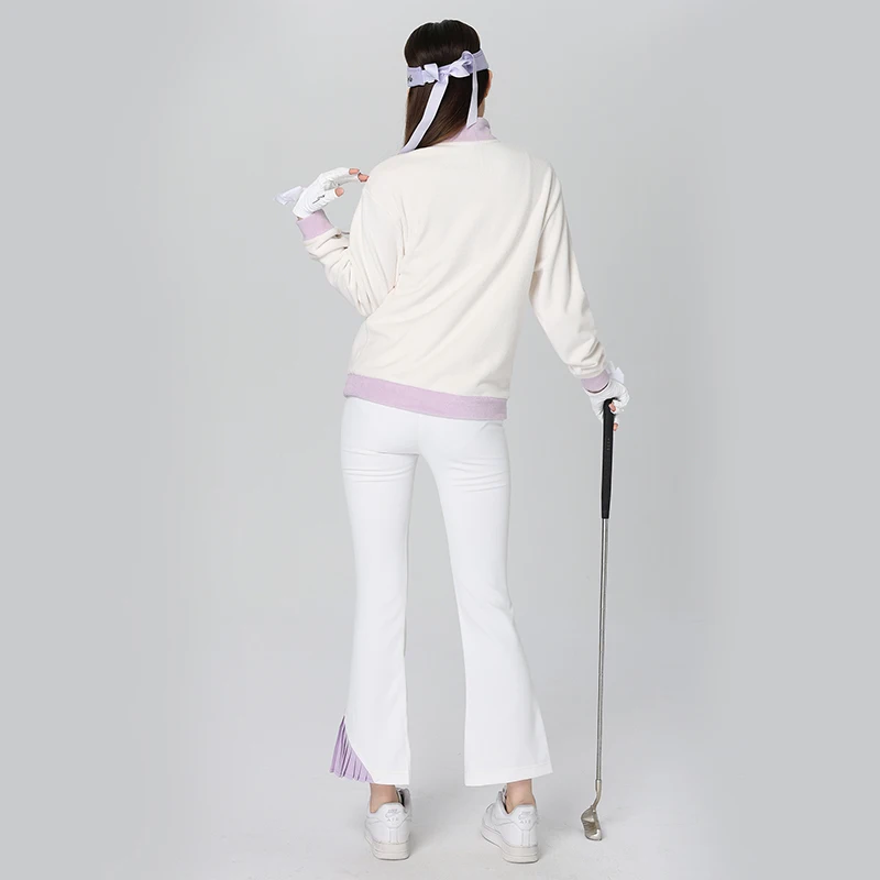 Winter Golf Women's Hoodie Round Neck Cashmere Wool Warm Top Outdoor Sports Suit