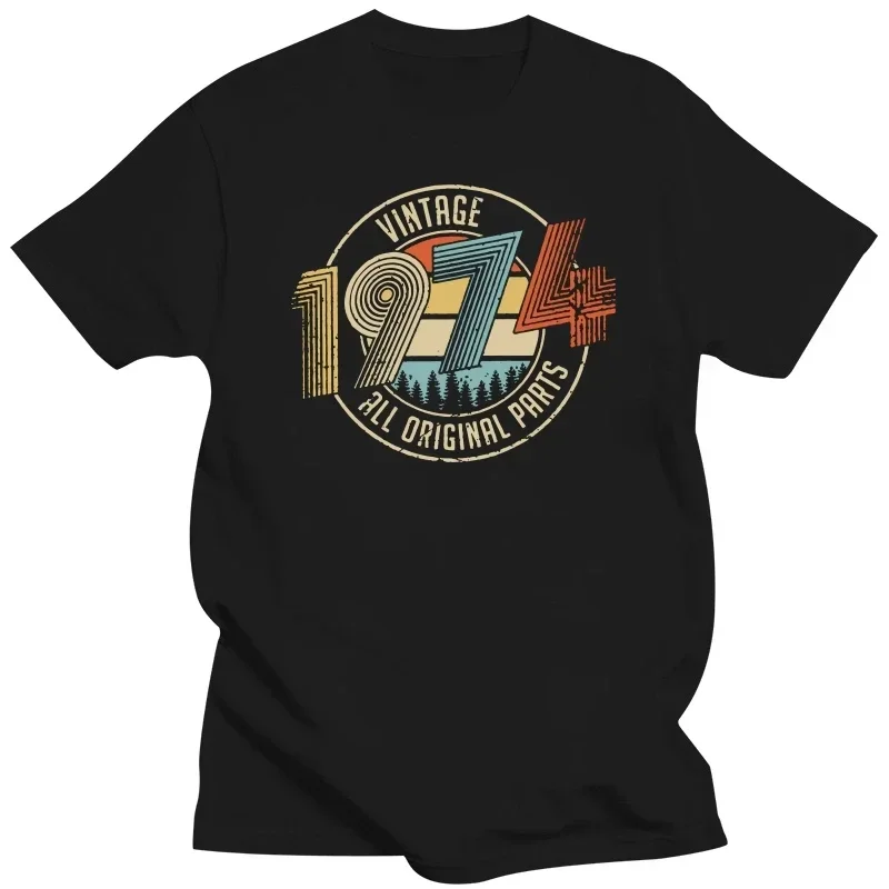 

Funny Cotton Tees Short Sleeve T Shirt Men T-Shirt Streetwear Vintage 1974 All Original Parts Birthday Gifts O Neck Harajuku2024