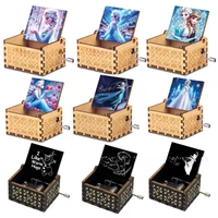 Wooden music box ornament Classical engraving hand crank Princess Elsa music box Frozen music box wholesale 1
