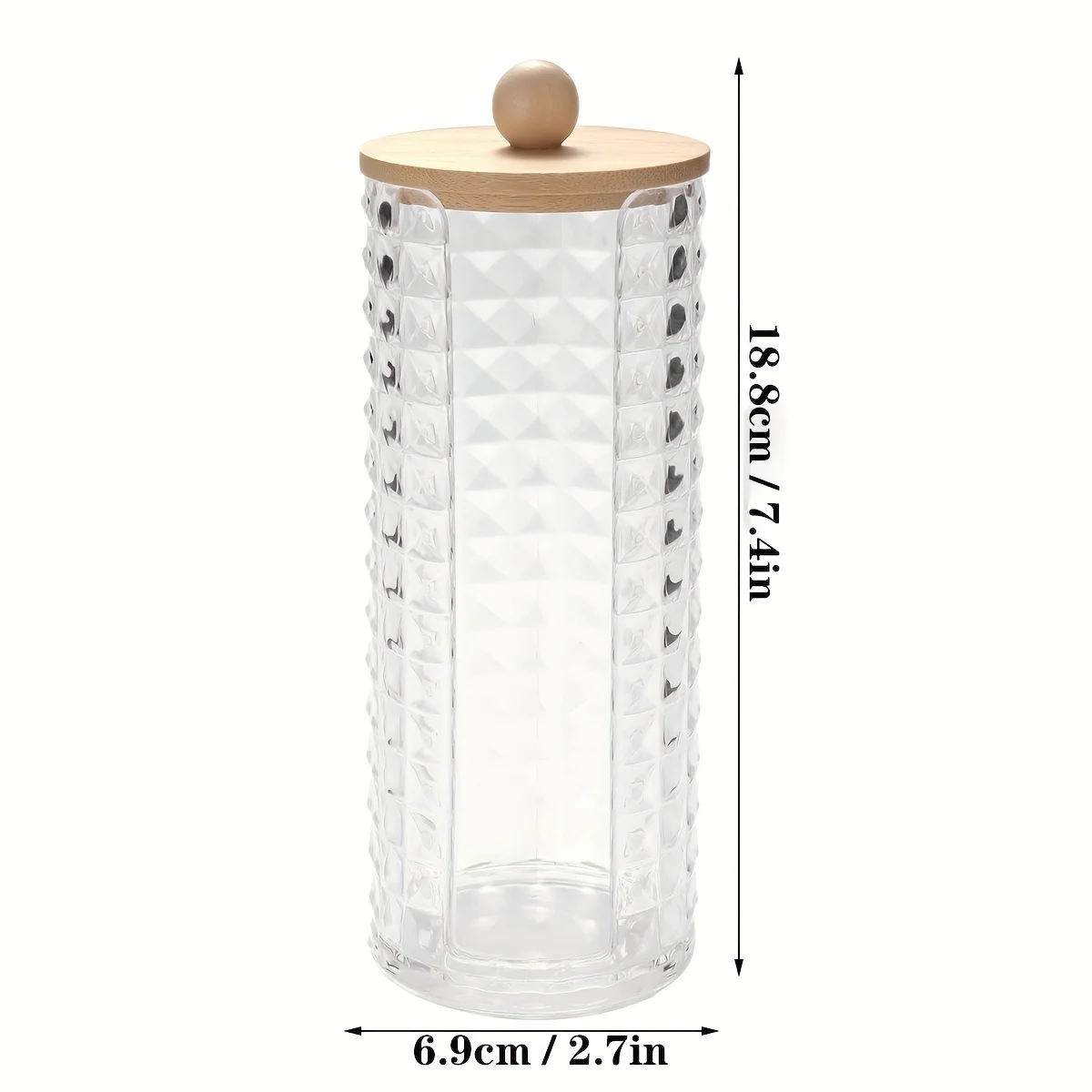 Acrylic Makeup Cotton Pad Holder, Clear Diamond Pattern Cotton Pads Organizer Dispenser Bathroom Jars for Round Cotton Display 5