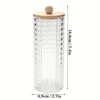 Acrylic Makeup Cotton Pad Holder, Clear Diamond Pattern Cotton Pads Organizer Dispenser Bathroom Jars for Round Cotton Display 5