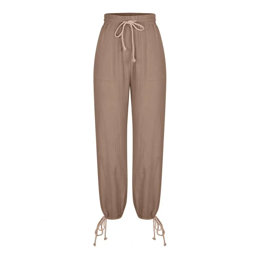 

Pocket Trousers Stylish Women's Wide Leg Pants with Elastic Drawstring Waist Pockets Casual Dressy Trousers for Streetwear