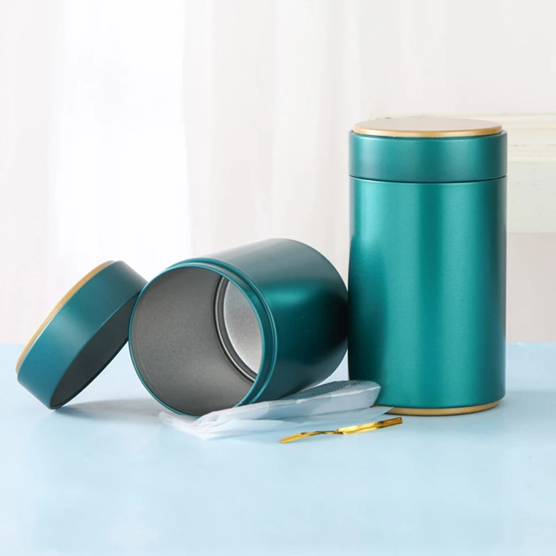 Portable Tea Box Solid Color Tea Sealed Box Teaware Storage Container Tinplate Can Coffee Sugar Kitchen Storage Jar