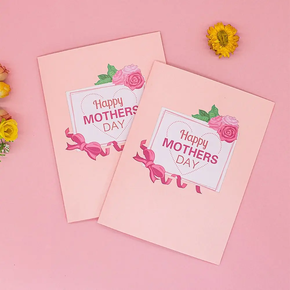 3D Pop UP Flower Greeting Cards Folding with Envelope Mother's Day Greeting Card Blessing Handmade Thank You Card For Mom Gift