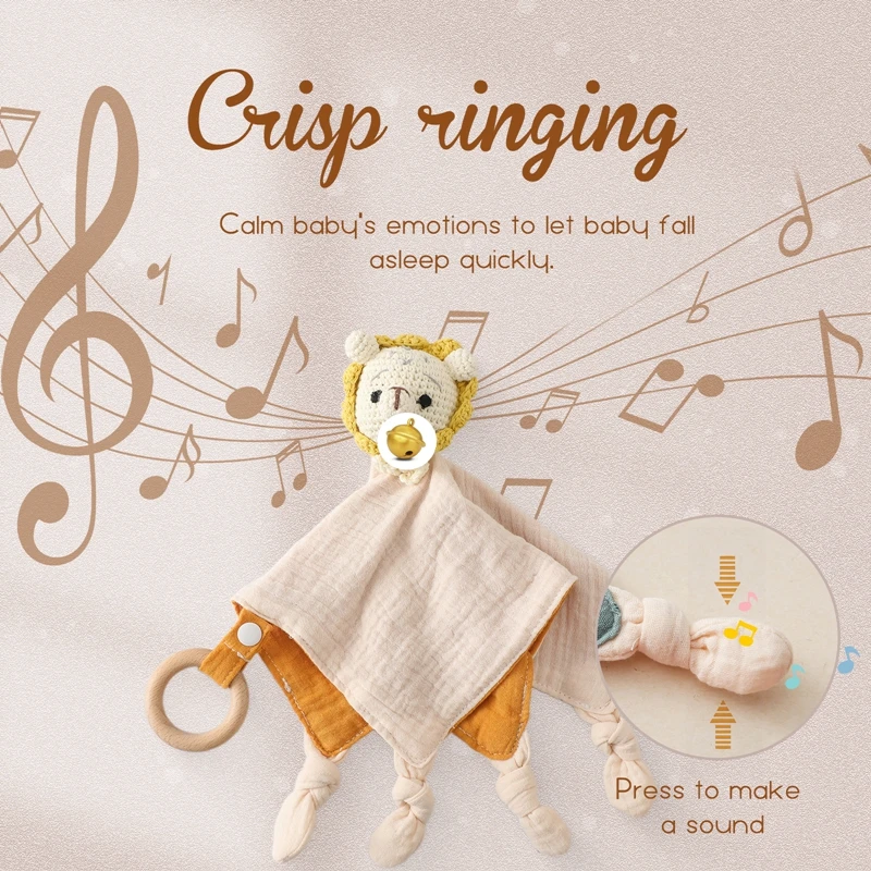 Soft Appease Towel Baby Rattle Crochet Animals Toy Soothe Reassure Sleeping Blankie Towel Lathe Hanging Educational Toddler Toys 5