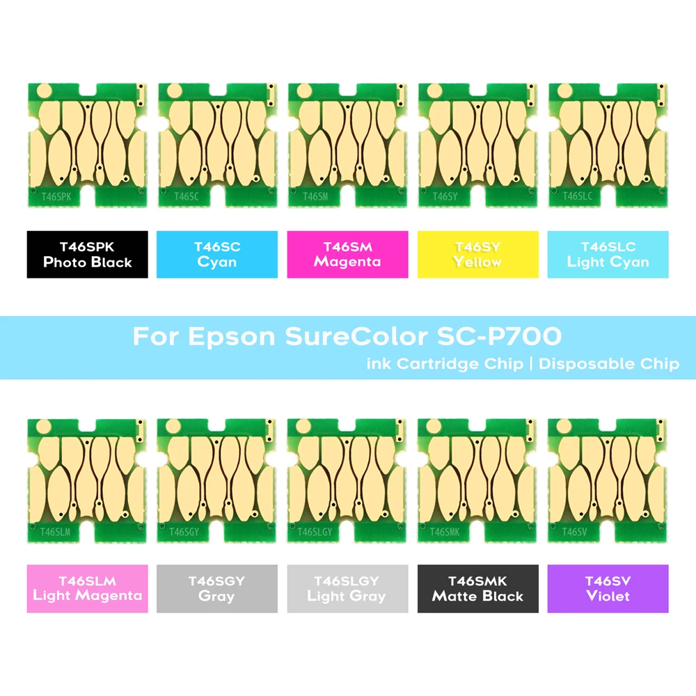 

Europe Use T46S Compatible Disposable Chips For Epson SureColor P700 SC-P700 Printers