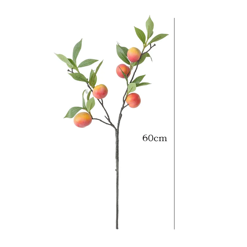Simulation Fruit 5 Heads Of Plum Branches Home Decor Bedroom Model Room Decoration Green Plant Ornaments 1Pc artificial fruits and vegetables