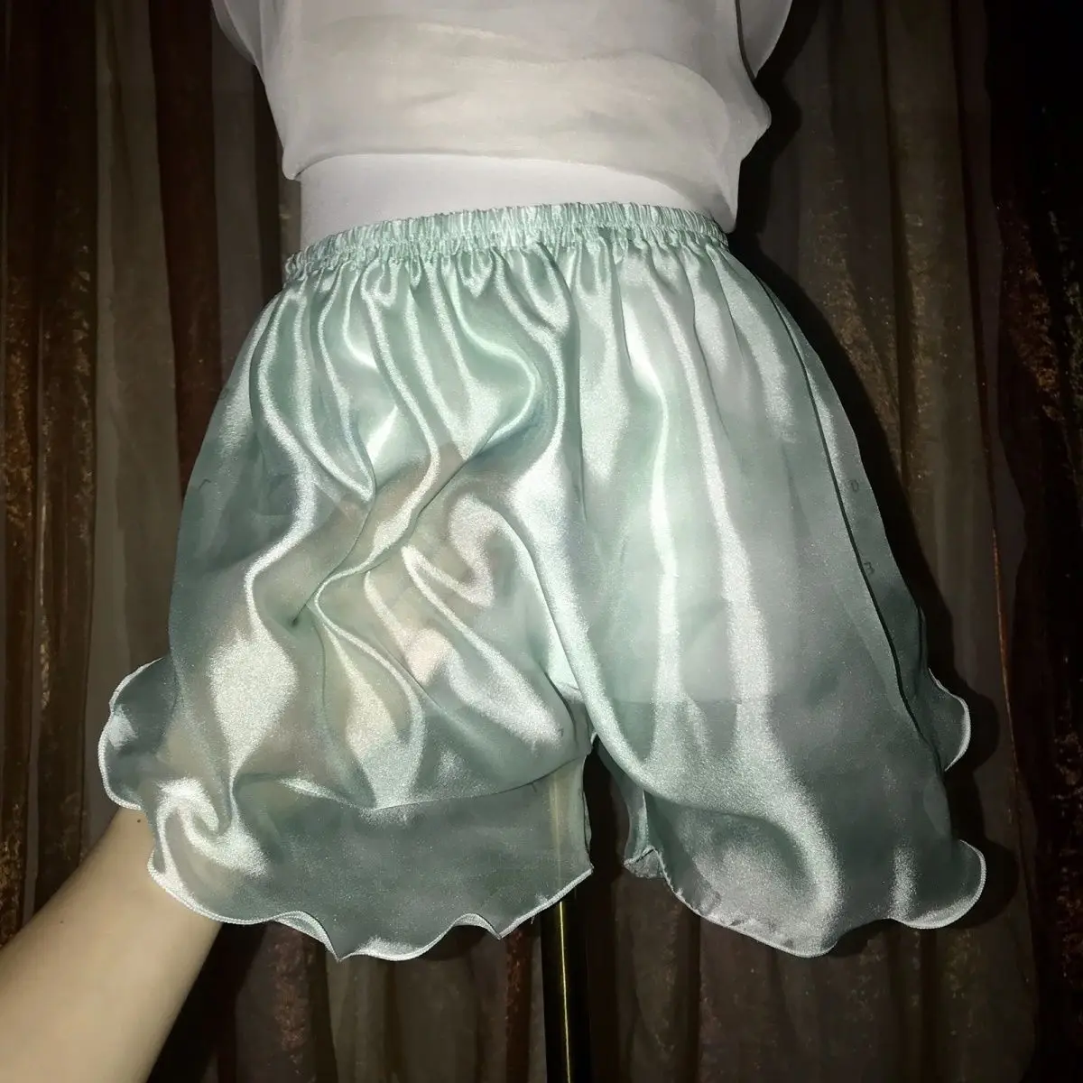 Glossy Summer Floral Print Satin Women Shorts Home Ultra Thin Plus Size Casual Sleeping Bottoms