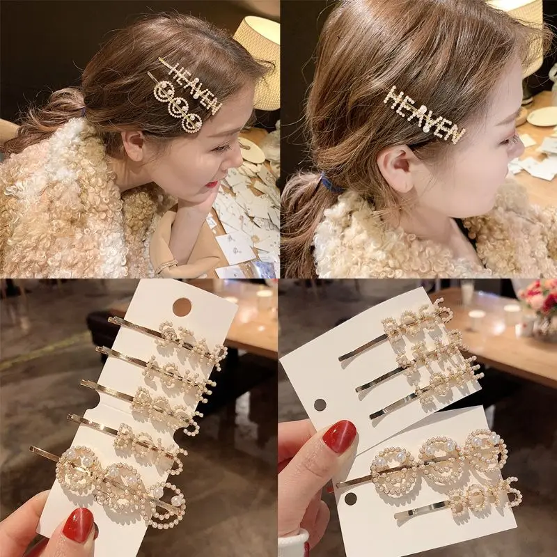 

Simple Metallic One Word Hair Clips Women Letters Face