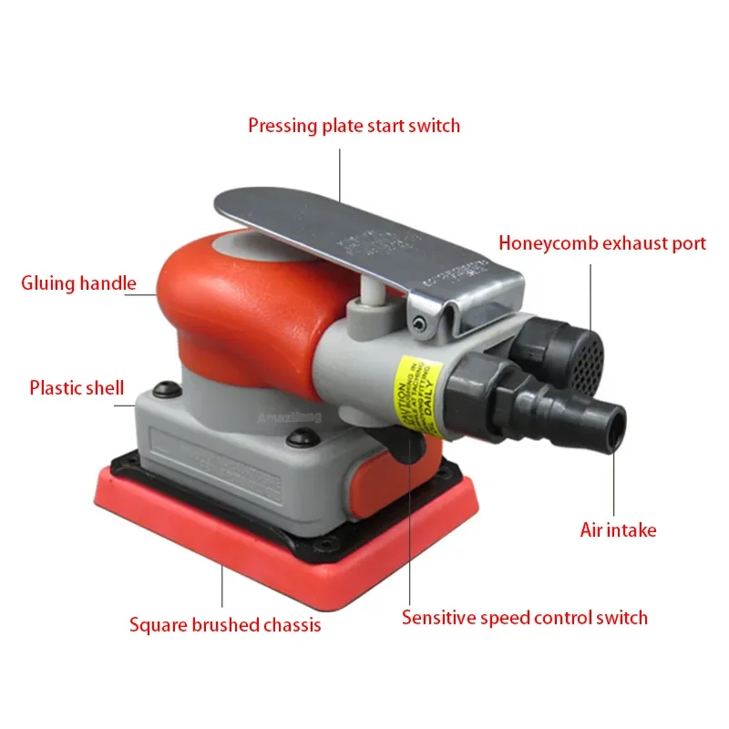 75*100MM Square Pneumatic Grinder Automobile Furniture Surface Polishing Abrasive Grit Tool Accessories Professional Air Sander