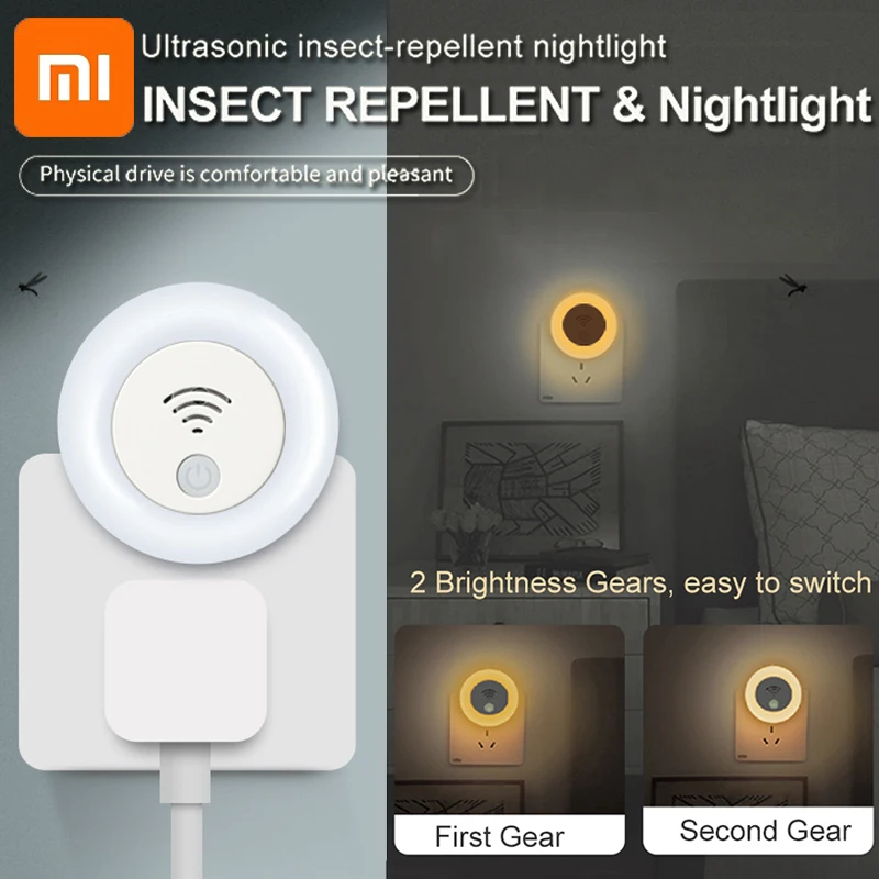 Ультразвуковой репеллент от комаров Xiaomi со светодиодной ночной лампой домашняя