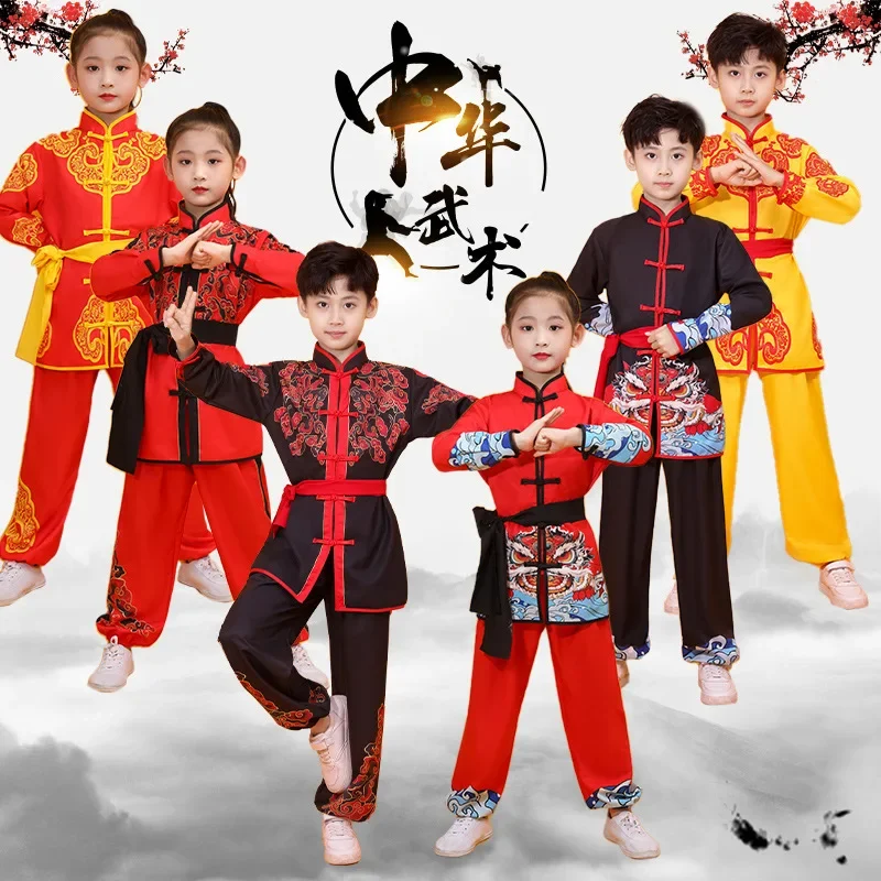 Chinese Kung Fu Uniform for Men Children Perform Wushu Sets Boy Tai Chi Set Martial Arts Costumes Baby Girl Suit Mother Kids Clothes kids clothing set