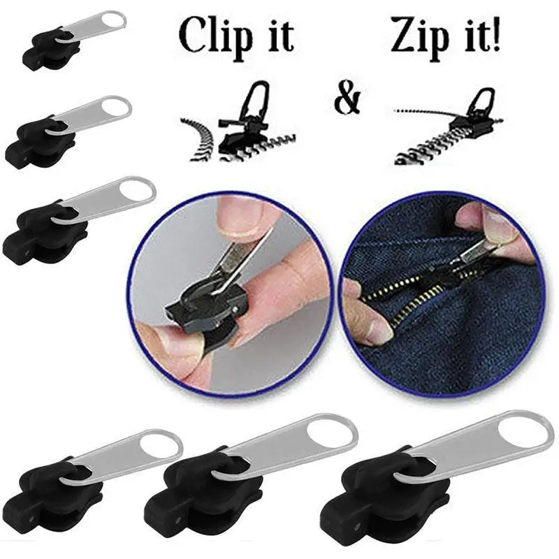 12PCS Universal Zippers Fix Zipper Repair Kit Replacement Zip Slider Teeth Rescue New Design Zippers Clothes Sewing Supplies zipper repair kit