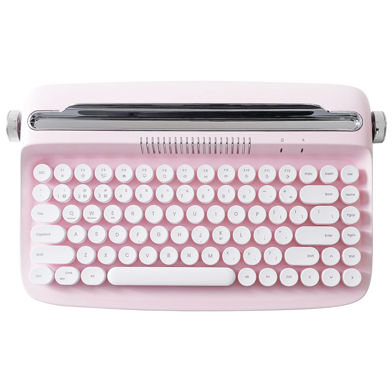 Yunzii-actto B303 Máquina de Escrever sem Fio Bluetooth Teclado Estético Suporte Integrado para Vários Dispositivos Rosa Bebê Retro