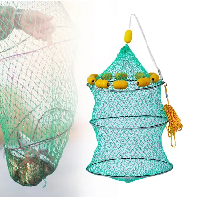 Rete Portapesci Pieghevole In Nylon - Cestino Per Pesci, Granchi Ed Esche