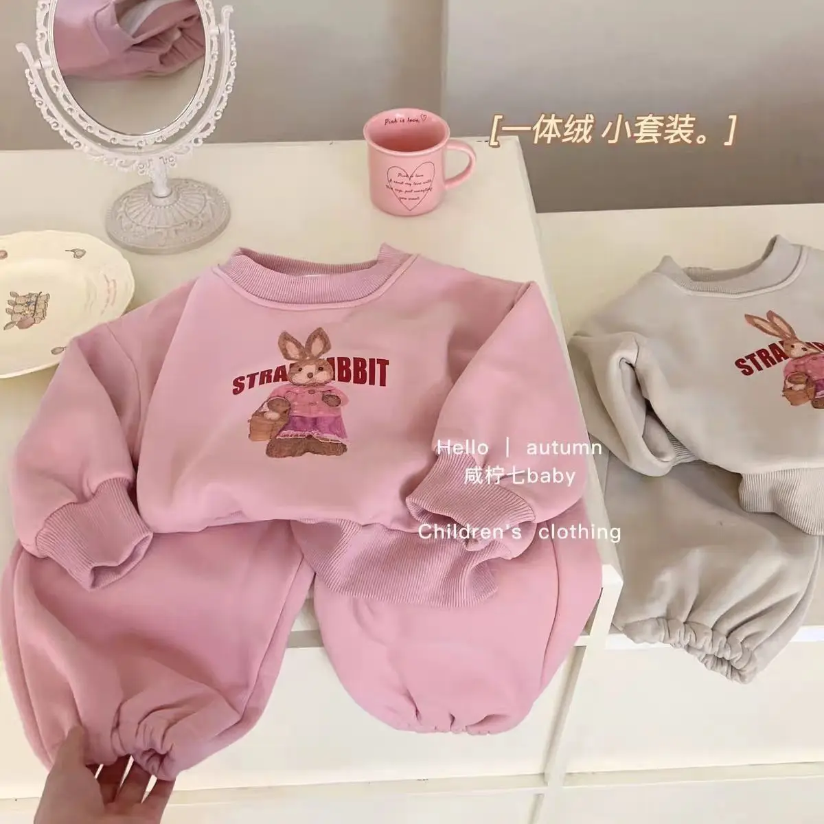 

Cute Cartoon Plush Girls Children's Sets Autumn Winter 2023 Tops Pants Two-piece Set for Boys Girls Children's Casual Set