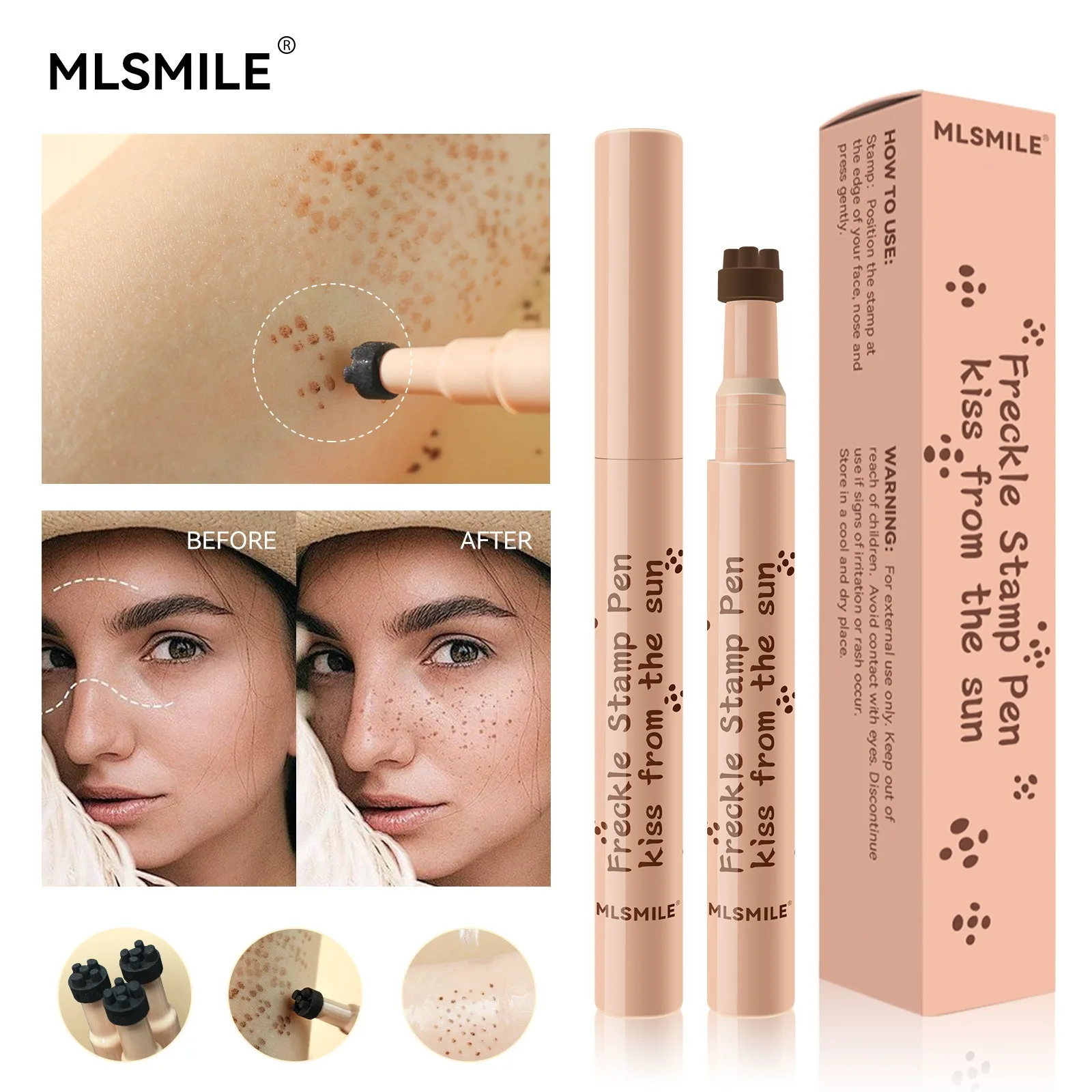 Five Head Face Fake Freckles Pen Freckle stamp kit face concealer pen Natural Waterproof Lifelike Freckles Stamp Pen Long Lasting Dot Spot Makep Tool Cosmetic