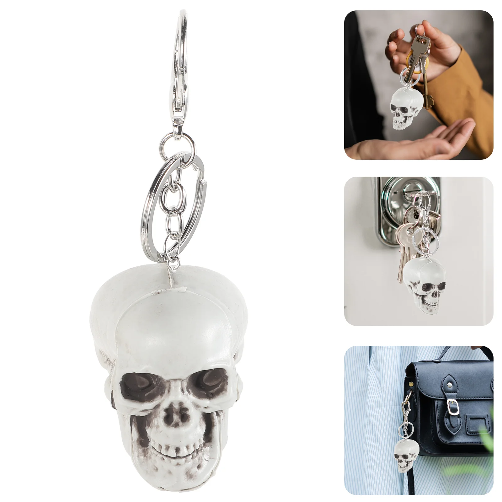 Skull Keychain Halloween Keyring Pendant Rings for Men Bag Charm Earring