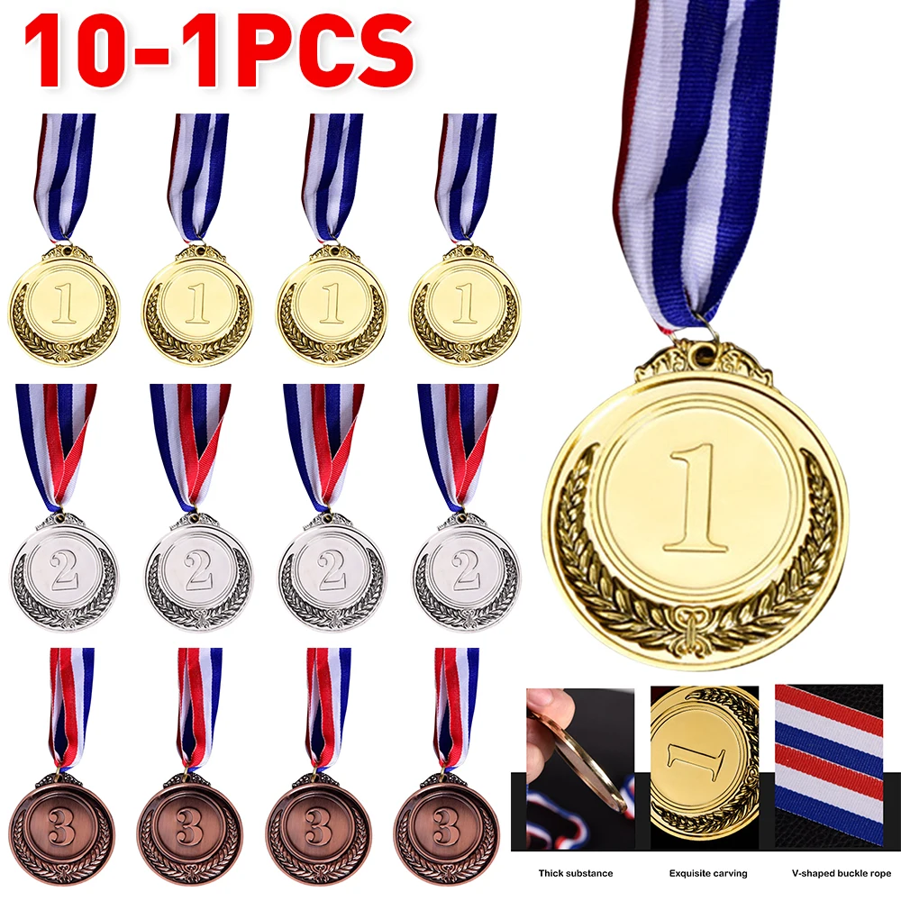 10-1PCS Gold Silver Bronze Metal Award Winners Medals Sports Day Competitions Awards Medal Adults Kids Outdoor Games Souvenir