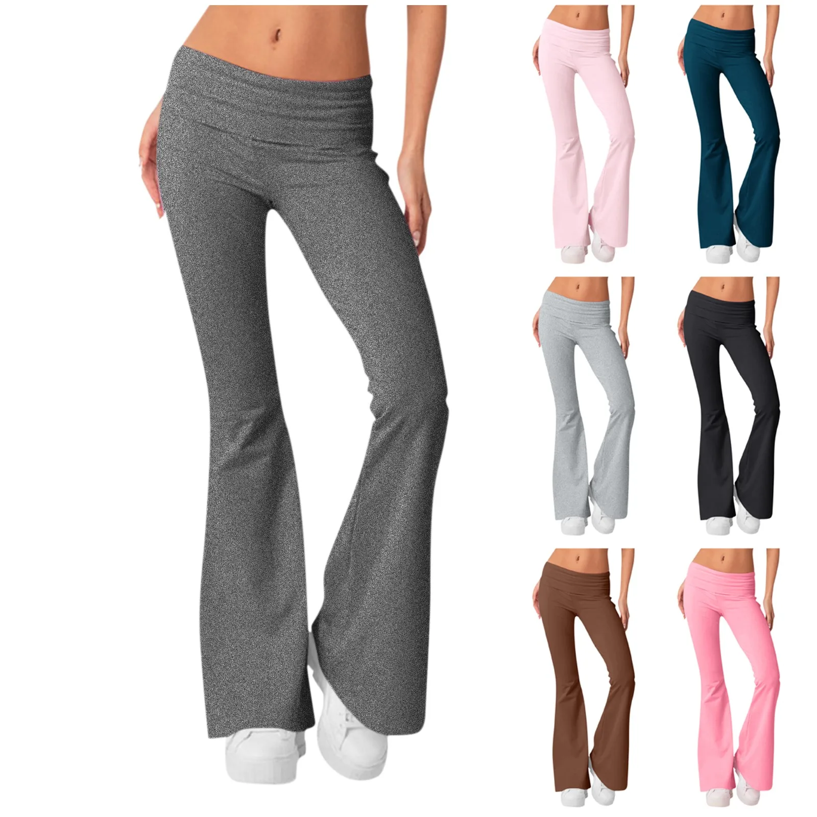 Women Flare Leggings High Waist Wide Leg Yoga Pants Seamless Fitness Workout Tights Gym Sports Trousers Casual Slimming Clothing 2