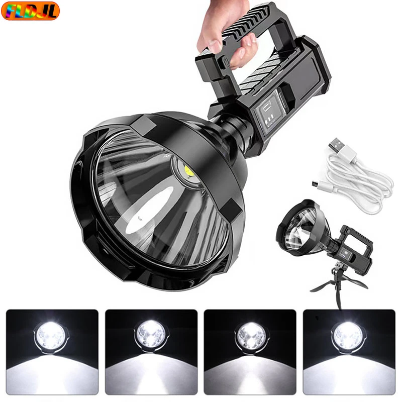 Lampe de poche à LED haute puissance, lanterne de pêche étanche, projecteur Rechargeable par USB, lampe Power Bank