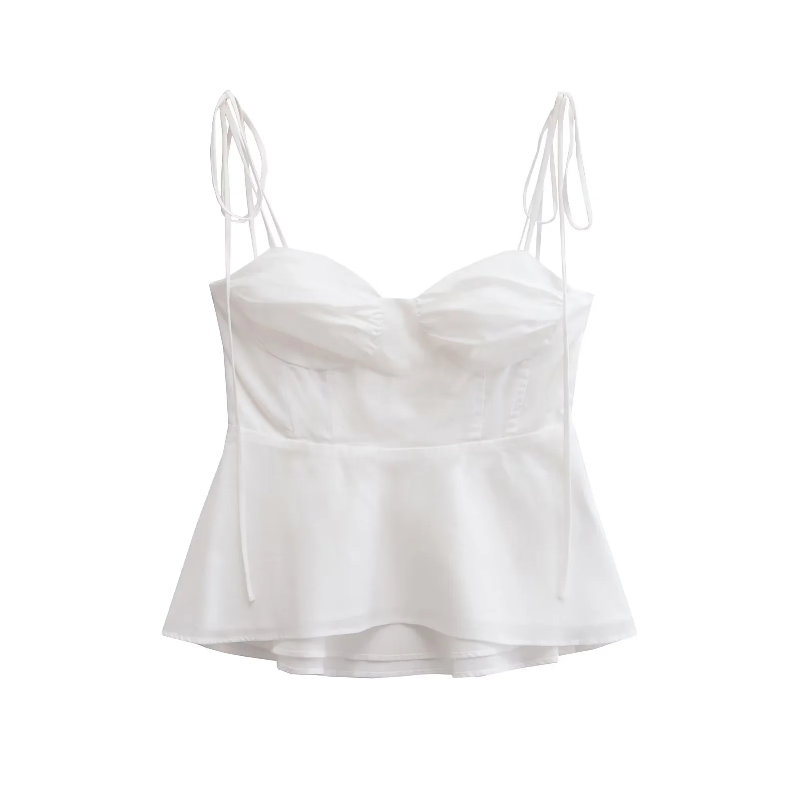 Women French Style Straps Bustier Tops Stacked Decoration Tied Thin Straps Side Zipper Female Camisole Sexy Fashion Streetwear