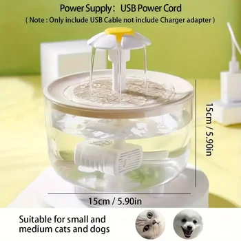 5V USB Powered Whisper-Quiet Automatic Pet Water Fountainfor Cats dog - Food-Grade Pp Material, Low Voltage Operation 4