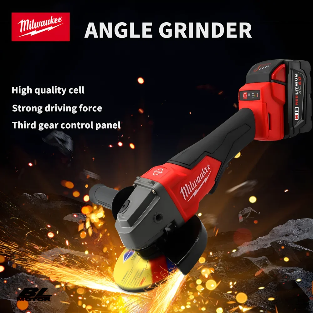 Milwaukee Brushless Angle Grinder 100/125mm High Power Cutting Electric All-purpose Cordless 18V Lithium Battery Power Tools 2