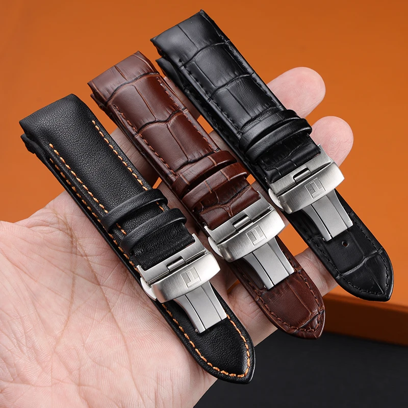 

Genuine Leather Curved End Watchband For Tissot Watch Belt 1853 COUTURIER T035627A T035407A T035439 Men's Strap 22mm 23mm 24mm