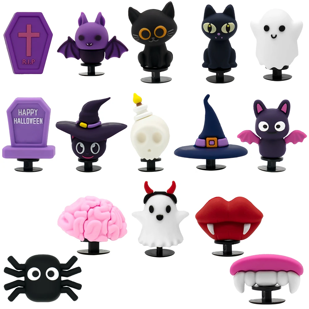 1/15 Stück 3D-Halloween-Anstecknadeln für Schuhe, schreckliche Party-Schuhanhänger für Damen und Herren, Kind, Geisterkatze, Hexe, Zubehör, Dekorationen, Schnalle