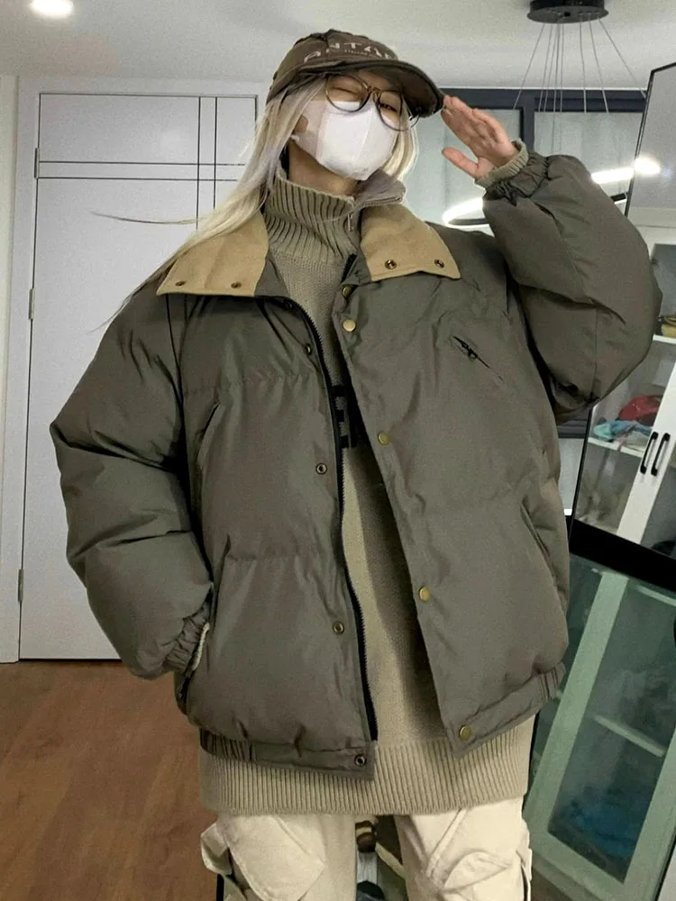 

Женская Стеганая одежда, пуховое зимнее пальто, парки, куртка для женщин, уличная одежда, теплая Корейская одежда, ветровка на молнии