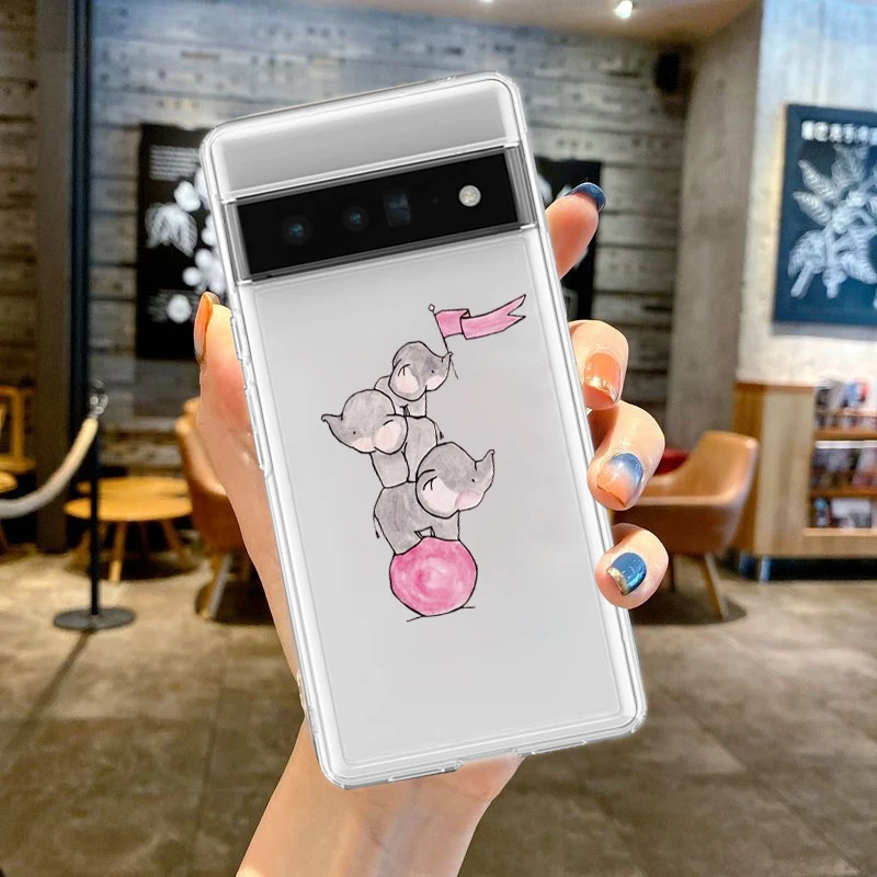 Charming Couple Style Cartoon Silicone Phone Case - Soft TPU Clear Cover