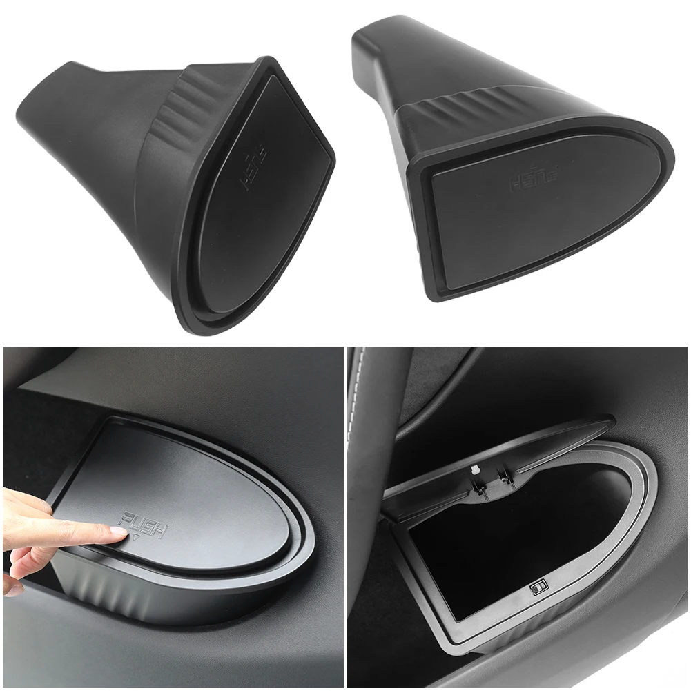 2PCS Front Door Trash Can For Tesla Model Y-Door Storage Box Garbage Can Car Interior Storage Modification Accessories