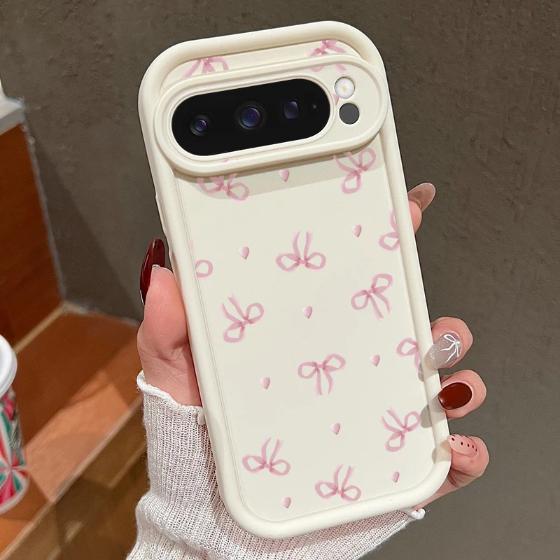 Coque de protection de téléphone en TPU avec nœud rose imprimé, étui antichoc pour Google Pixel 10 9 Pro XL 8 Pro 9A 8A 7A pour Pixel 10 9 8 7 Pro