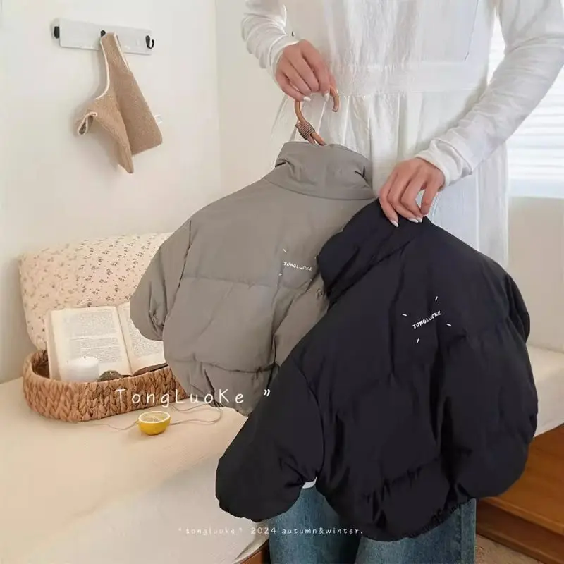 Autumn and Winter Solid Top Boys and Girls Light Cotton-padded Jacket Children's Cotton Jacket Autumn Warm Coat Fashion Baby