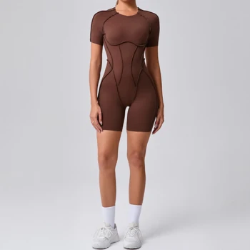 Short Jumpsuit Gym Clothes for Women – Backless Scrunch Booty Sportswear 1