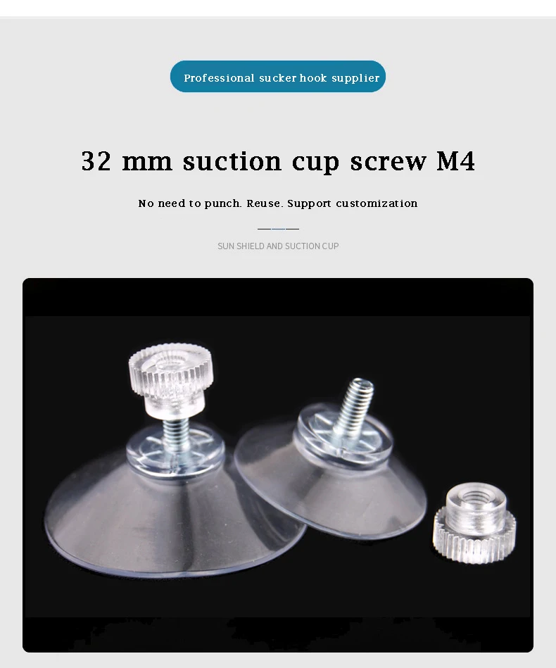 Description Picture 2 of itemSuction Cup Hooks with Screw Nut 40 mm Clear Sucker Pads Strong Adhesive Suction Holder for Car Glass Bathroom Wall Door