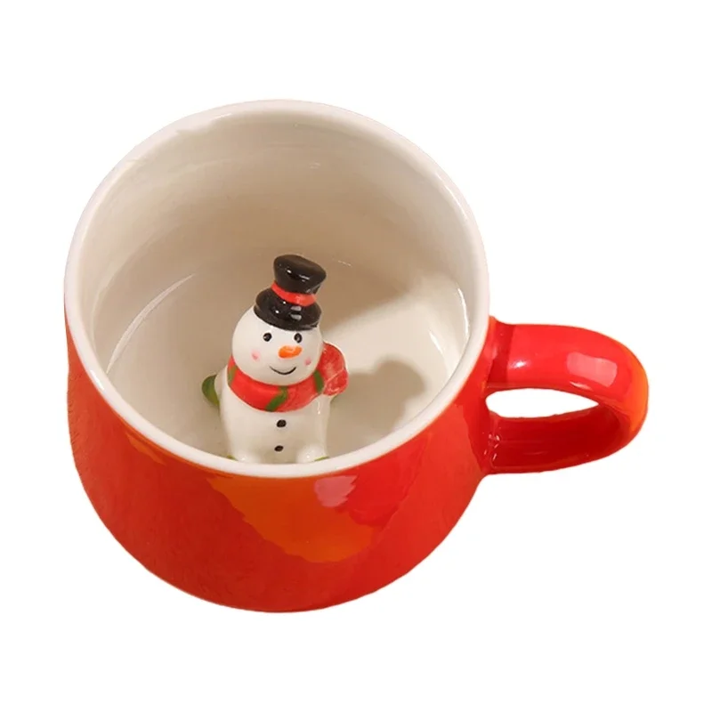 Christmas Ceramic Coffee Tea Cup Mug Cute Snowman Mug Red - Temu