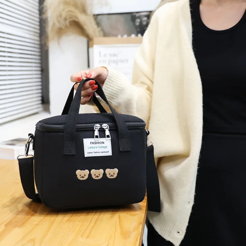 Small Mother Baby Bag Diaper Bags Waterproof Bear Embroidery Thermal Insulation Mommy Bag Food Storage Bags Fashion Bento bag